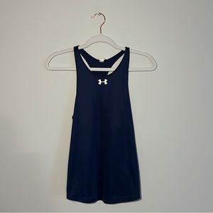 XS Women’s Under Armour HeatGear Qualifier Running Tank Top Navy Blue